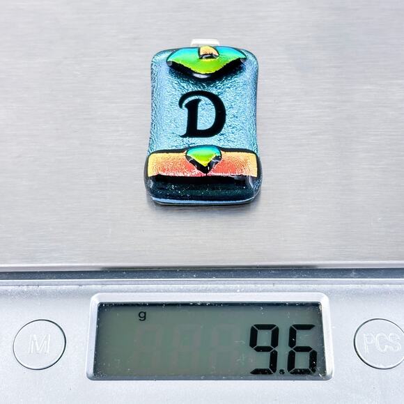 Vintage Sterling Silver 925 Blue Dichroic Glass Initial D Pendant - Picture 7 of 8